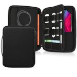 FINPAC Hard Tablet Sleeve Case for iPad Pro 13-inch M4, iPad Air 13-inch M2 2024, iPad Pro 12.9 6th/5th, Portfolio Organizer Bag for Surface Pro 9/8/X/7/6/5, Pens, Cables, Electronics (Black)