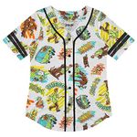 Scooby-Doo Ladies Baseball Jersey - Ladies Cartoon Mesh Button Down Baseball Jersey - Scooby, Shaggy, Daphne, Velma Jersey, White Black, X-Large