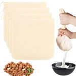 4 Pack Nut Milk Bags, 12"x12" Unbleached Cotton Cheesecloth Bags Reusable Nut Milk Bag Cheese Cloths Strainer Bags for Almond, Cheese, Yogurt, Juice, Tea, Wine, Soup