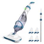 ENHULK PC15 Pool Vacuum for Above Ground Pool, Upgraded 13.4" Wide Head & Telescopic Pole, 18.5 GPM Suction, 60 Min Runtime, Cordless Handheld Rechargeable Pool Cleaner for Inground Pools (Blue)