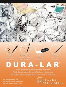 Grafix Dura-Lar 005, Economical Alternative to Drafting Film and Acetate, Translucent Drawing Surface for Lead, Ink, Charcoal, Paint, and Colored Pencil, 11 x 14, White, 25 Sheets