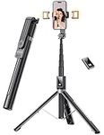 ANXRE 60" Phone Tripod with 2 Lights,[All in 1] Selfie Stick Tripod with Detachable Remote, Phone Tripod Stand for Filming Compatible with 4''-7'' iPhone Samsung Android for Travel Video Record