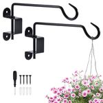 uxcell 2 Pack Swivel Plant Hangers, 12 Inch Iron Hanging Plant Bracket Hook Wall Mount for Hanging Bird Feeders, Wind Chimes, Flower Baskets, Lanterns, Black