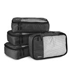 Amazon Basics Packing Cubes for Suitcases, Travel Organisers, Zipper, 4-Piece Set Bags, Small, Black