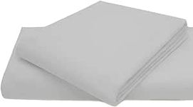 LZ Divine Textiles® Percale Flat Bed Sheet Non Iron Easy Care (King, Silver)