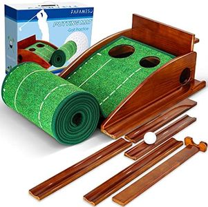 FAFAMESO Golf Putting Mat for Indoor, Putting Green Training Equipment with Ball Return, Mini Golf Practice Training Aid for Home and Office, Golf Gifts