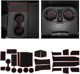 CupHolderHero fits Ford F150 Accessories 2015-2020 Premium Custom Interior Non-Slip Anti Dust Cup Holder Insert, Center Console Liner Mats, Door Pocket Liners 31pc Set (Bench SuperCrew) (Red Trim)