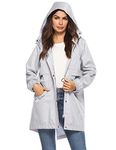 Ladies Lined Rain Jackets Long With Hood Anorak Jacket Women Waterproof Gray S