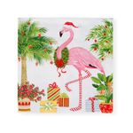 Caspari Christmas Flamingos Paper Cocktail Napkins, 20 Per Package