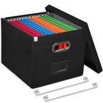 Umtiti A4-Size File Organizer Box with Lid, Letter Size, File Folder Storage, Easy Slide Durable Hanging File Box for Office/Decor/Home,Black.S-UK