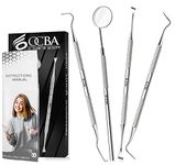 OCBA 4 Pcs Dental Pick Tools Plaque Tartar Remover Stainless Steel Dental Teeth Whitening Cleaning Oral Care Kit Professional Hygiene Tool Set with Tooth Scraper