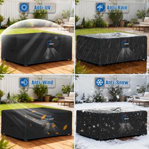 SIRUITON Garden Furniture Cover 250x250x90cm – Waterproof 420D Oxford, Heavy Duty, Black