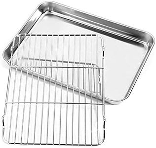 Qcfang Baking Sheet and Rack Set 15.7x11.8 Inch Stainless Steel Baking Pan Cookie Sheet with Cooling Rack Rectangle Toaster Oven Baking Pans Tray Sheet with Cooling Rack