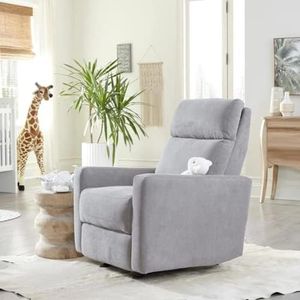 Nurture& The Glider Premium Power Recliner Nursery Glider Chair with Adjustable Head Support | Designed with a Thoughtful Combination of Function and Comfort | Built-in USB Charger (Gray)