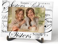 Qiwog Sisters Photo Frame - Best Sisters Wooden Tabletop Picture Frame with Stand - Birthday Graduation Christmas Gifts for Soul Sister Bestie Friend -A14