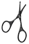 Beauté Secrets Moustache Scissors for Hair Cutting, Rounded-Tip, Nasal Scissor - Facial Hair, Beard, Mustache, Nose Hair, Ear Hair Trimming - Premium Razor Sharp and Precise - Professional Grooming Scissors Black