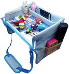 Kids Travel Play Tray,Water-Proof Baby Toddler Car Seat Travel Tray for Drawing,Organize Snacks,Snack Play Tray with Multi-Pockets for Cars,PlaneActivities