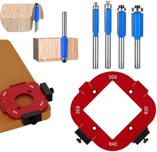 2-Piece 4-in-1 Rounded Corner Router Template, Aluminium Alloy Edge Guide Radius Template, Complete with 4 milling Cutters, for Woodworking Applications Rounded Corner arc Cutting and DIY Project
