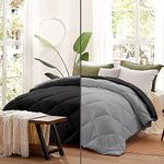 Purist Bedding Microfiber Comforter for Winter/All Season 400 GSM Diamond Stitch Quilt (92"x106") Reversible Blanket/Rajai King Bed Comforters Silver/Black