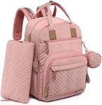 iniuniu Diaper Bag Backpack, 4 in 1 kit Large Unisex Baby Bags for Boys Girls, Waterproof Travel Back Pack with Diaper Pouch, Washable Changing Pad, Pacifier Case and Stroller Straps, Pink