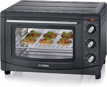 SEVERIN Back- und Toastofen, Mini Backofen mit Grillrost, Backblech und Krümelblech, vielseitiger Ofen mit 20 L Kapazität, 1.500 W, schwarz, TO 2067