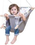 Baby Swing for Baby and Toddler, Canvas Baby Hammock Swing Indoor and Outdoor with Safety Belt and Mounting Hardware, Wooden Hanging Swing Seat Chair for Baby up to 4 Year - Cute Animal