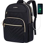 VANKEAN 15.6 Inch Laptop Backpack for Women Men Work Bag Fashion with USB Port, Waterproof Backpacks Nurse Stylish Travel Bags Casual Daypacks for College, Business, Black