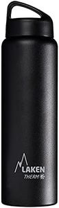 Laken Thermo Classic Vacuum Insulated Stainless Steel Wide Mouth Water Bottle with Screw Cap, 34 Oz, Black