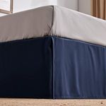 SLEEP ZONE Wrap Around Pleated Bed Skirts Full Size, 15 inch Tailored Drop Easy Fit Bedskirt, Anti-Static, Wrinkle Free, and Fade Resistant (Full, Navy Blue)