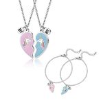 Unicorn BFF Necklace & Bracelet Jewelry Set Christmas Birthday Gifts for Your Daughter Granddaughter Niece, Stainless Steel