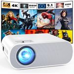 HOMPOW Projector, Native 1080P Full HD Bluetooth Projector with Speaker, 9500 Lumens Outdoor Portable Movie Mini Projector Compatible with Laptop, Smartphone, TV Stick, Xbox, PS5