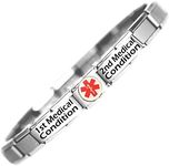 Daisy Charm Custom Made two conditions Medical Alert Steel Bracelet