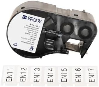 Brady Polyester Pre-Sized Labels for Label Printer BMP41/BMP51/BMP53/M511-480 Self Adhesive Printer Labels - Black on White (25,40 mm (W) x 12,70 mm (H)) - M4-47-422