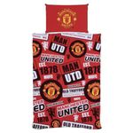 Manchester United Official Patch Single Duvet Set - Multi-Colour, 2 pieces