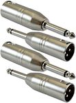 GLS Audio XLR Male to 1/4" Male TS Adapter Gender Changer - XLR-M to 6.3mm Mono Coupler Adapters - 4 PACK