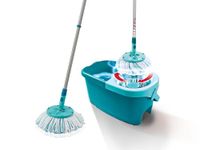 Leifheit Clean Twist Disc Mop Ergo Mop and Bucket, Floor Mop with Moisture-Controlled Spin Mop, Easy-Steer 360 Joint Microfibre Mop Head, 33cm Wide, Twist Mop