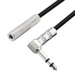 PNGKNYOCN 1/4 Inch Stereo Extension Cable Right Angle 6.35mm Male to Female TRS Stereo Audio Cable for Amplifiers,Guitars,Home Theater Equipment Etc (50cm)