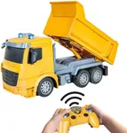 Sunnydaze Dump and Drive Remote Control Dump Truck Toy - 1:20 Scale Light-Up RC Construction Truck with Controller - Ages 3 and Up