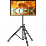 TAVR Flat Screen TV Tripod Portable Floor TV Stand Foldable Display with Swivel Mount and Adjustable Height for 32-55 inch LCD LED Flat/Curved Screens,Hold up to 100lbs,Max VESA 400x400mm,Black
