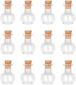 Magic Season Tiny Decorative Glass Bottles 12 Pcs (Tiny Flat-Bottomed Potion Bottles)