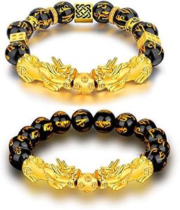 2 Piezas Amuleto Feng Shui Pulseras, Feng Shui Hecha Pulseras, Pulseras Feng Shui Ajustables, Feng Shui Pi Xiu Pulseras, Atraer Riqueza Pulseras, para Atraer Riqueza y Buena Suerte