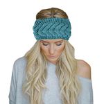 Momisy Knitted Winter Twist Woolen Warm Headband Cold Weather Hair Accessories Head Wrap Winter Designer Headbands for Women & Men- Teal