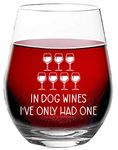 in Dog Wines I Have Only Had One - Funny Present for Dog Lovers - 15 oz Stemless Wine Glass