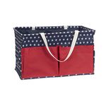 Household Essentials Red, White, and Blue Krush Canvas Utility Tote with Pockets | Reusable Grocery Bag