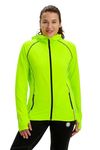 Womens Running Hoodie - Thermal Running Jacket Also Ideal For Gym And Sports With Pockets & Thumbloops Size 14 Lime