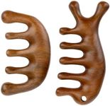 2pcs Wooden Scalp Massage Comb, Anti-Static Natural Wood Wide Tooth Hair Comb Sandalwood Scalp Massage Gua Sha Comb Wood Head Massager for Hair Growth Handmade Gift for Women