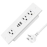 Recessed Power Bar, Desktop Power Strip Flush Mount Furniture Recessed Outlet with Surge Protection Power Bar