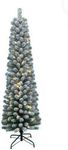 BPIL Artificial Snow Flocked Pencil Slim Pre-Lit Christmas Snowy Pencil tree in 5ft/ 150cm/6ft / 180cm/ 7ft/ 210cm Size's Xmas Festival Decoration for indoor and outdoor use with stand (5ft / 150cm)