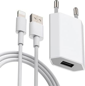 Cargador para iPhone X,8/8 Plus,XS MAX/XR,7/7 Plus, 6/6S Plus, 5S/5C/SE 2020, iPod Touch 5G, Teléfono Adaptador Conector con 2M Cable USB Cargador 5V/1A/5W