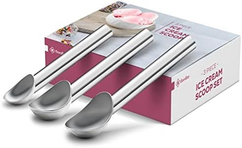 FineDine Professional Stainless Steel Ice Cream Scoop Set - 3-Piece Heavy Duty Scooper with Comfortable Grip Handle for easy scooping - Cookie Dough Scooper for Baking & Sorbet, Metal Ice Cream Spade